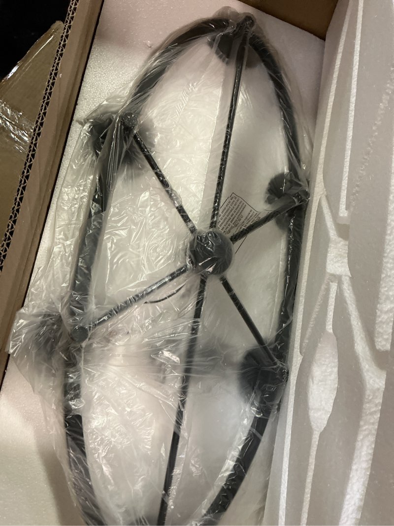 Condition photo showing New/Like New for alfaro 6-light matte black bulb circle chandelier for living room with no bulbs included