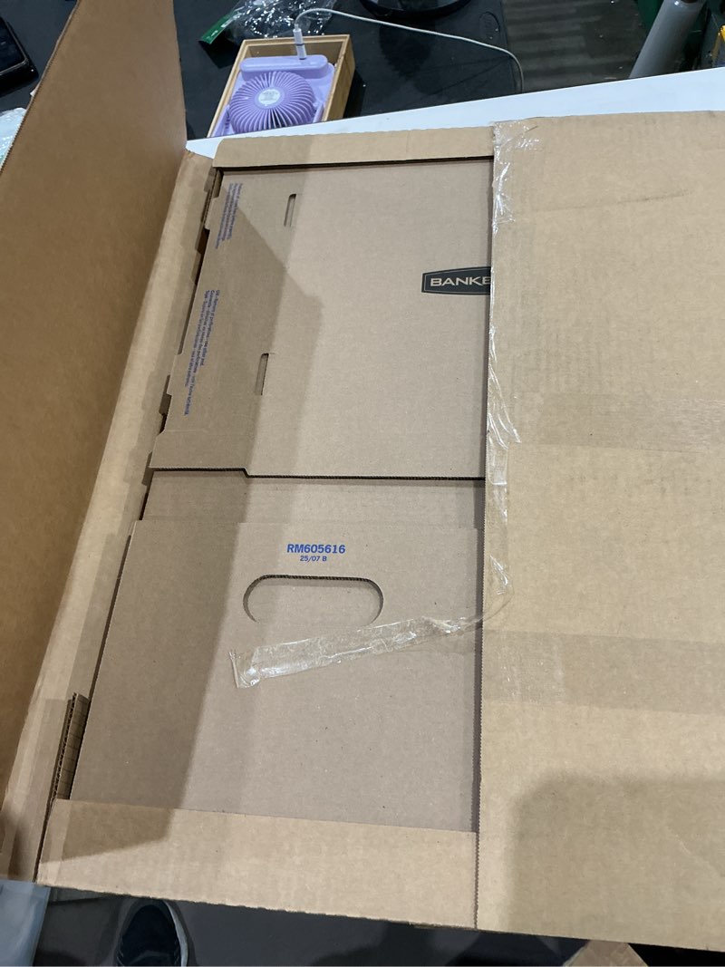 Condition photo showing New/Like New for bankers box 5 pack small classic moving boxes, tape-free with reinforced handles