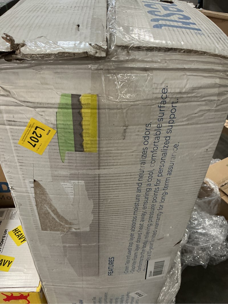 Condition photo showing New/Like New for nestl queen sized 8 inch green tea memory foam mattress with 2 down alternative pillows – cooling graphite mattress in a box and two 20 x 28 inch soft cotton pillows with polyester fiber filling white 8.0 inches queen