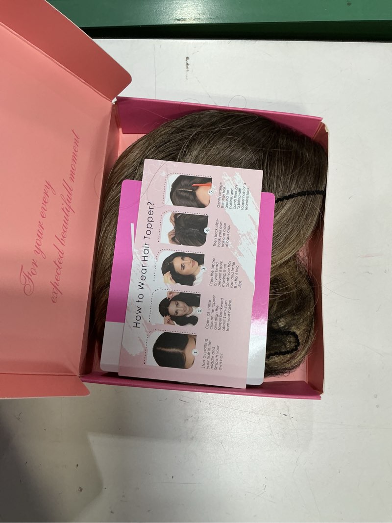 Condition photo showing New/Like New for PANEWAY 16Inch Wavy Curly Brown Blonde Hair Topper with Dark Root - Clip In Hair Topper for Women 16 Inch Brown Blonde with Dark Root