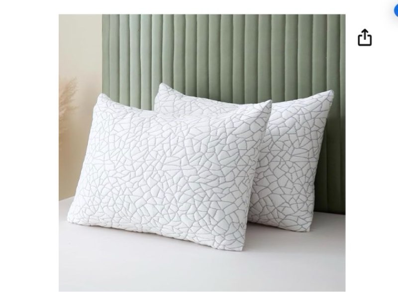 BPC Premium Rayon Derived from Bamboo Pillows Queen Size Set of 2 - Adjustable Shredded Memory Foam Pillow with Removable Cover Firm Pillow for Side Stomach and Back Sleepers, CertiPUR-US