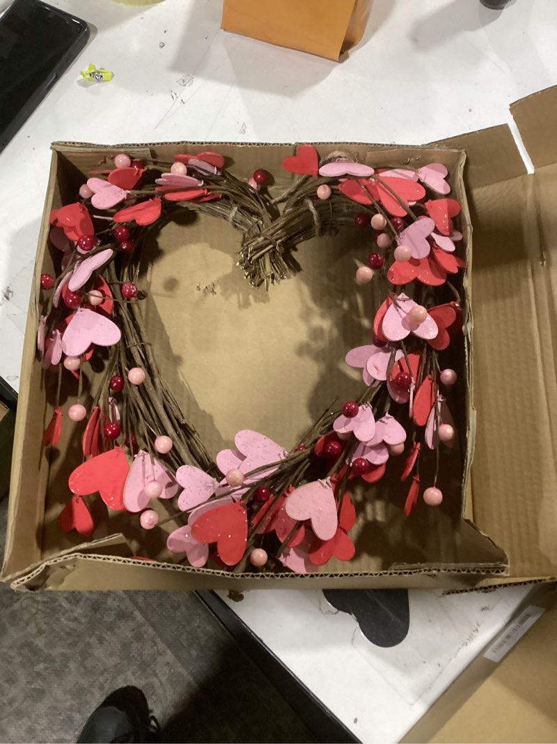 15 inch valentine's day wreath for front door red pink heart wreaths with berries valentine's day de