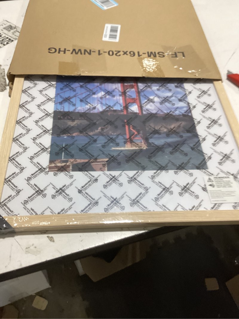Condition photo showing Good Condition for luckylife 16x20 picture frame, natural solid wooden poster frames for wall, display 11x14 with mat or 16x20 without mat, 1 pack natural 16x20