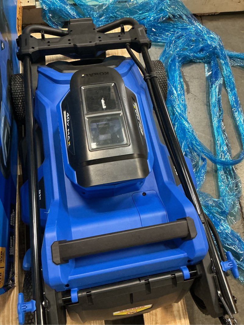 Condition photo showing As Is for kobalt 40-volt 21-in brushless battery push lawn mower 6 ah (battery and charger included)