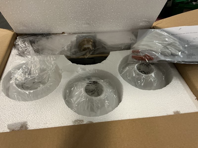 Condition photo showing Good Condition for bathroom light fixtures gold vanity light 3 light wall sconces lighting brushed brass lights with milk globe glass shades bath wall lamp for mirror kitchen living room bedroom hallway brushed brass 3-lights