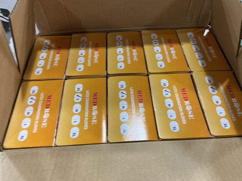 Condition photo showing New/Like New for medrose small latex gloves - 1000 count rubber gloves - disposable gloves powder free, waterproof, white small 1000