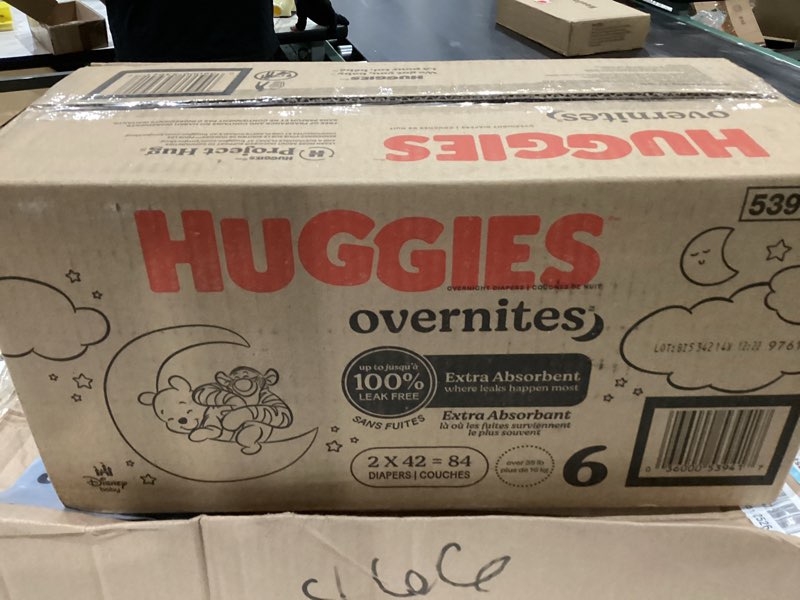 Condition photo showing New/Like New for Huggies Size 6 Overnites Baby Diapers: Overnight Diapers, Size 6 (35+ lbs), 84 Ct (2 Packs of 42), P
