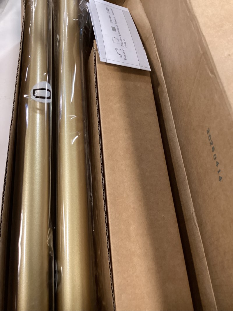 Condition photo showing New/Like New for ifels 2 pack heavy duty curtain rods for windows 28 to 48 inch, 1 inch gold curtain rods set of 2 pack for outdoor, farmhouse, bedroom, adjustable easy install drapery rod (a2,gold,30"-60"-2pack) 30"-60"|2pack gold