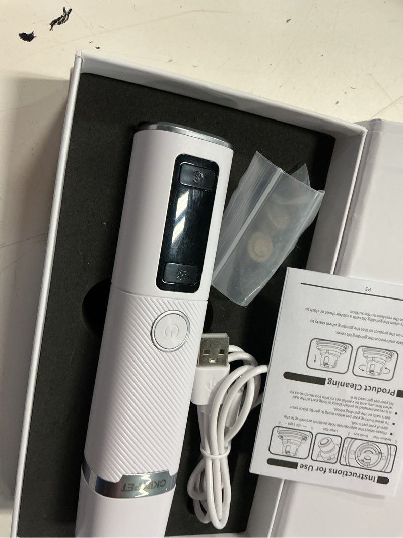 Condition photo showing Good Condition for dog nail grinder, quiet electric dog nail trimmer with 2 led lights, 3-speed pet nail grinder for dogs & cats, rechargeable 2000mah nail grinder for small medium large dogs with light, white