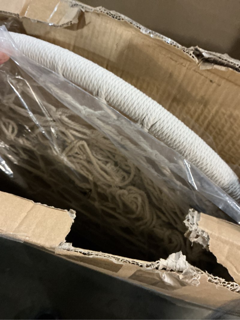 Condition photo showing New/Like New for Hanging Chair for Bedroom Hammock Chair Swing with Lights and Hardware Kits Holds Up to 550Lbs Macrame Swing Chair Hanging Cotton Rope Swing Chair for Bedroom, Patio, Deck, Garden and Porch-KASHAN