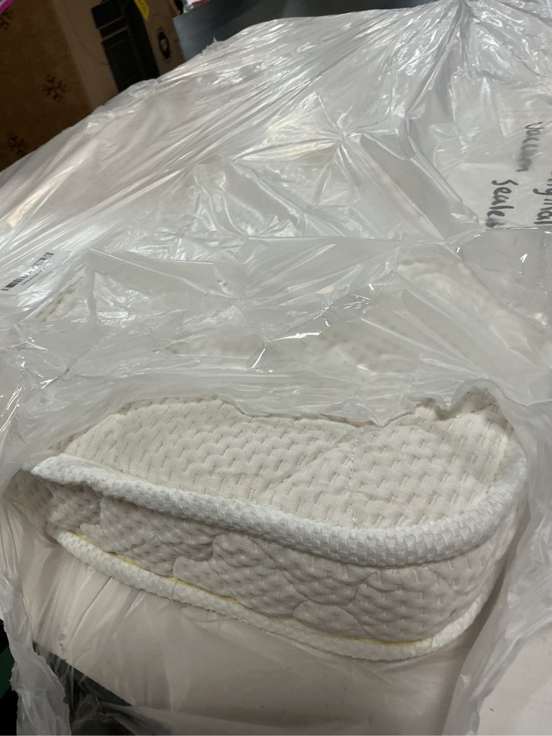 Condition photo showing Good Condition for mini crib mattress - 38x24x4 inch- dual sided with firm support and comfort foam- breathable, quiet and odorless, fits most mini cribs (does not fit playard or standard crib) 38" x 24" x 4"(mini crib mattress) white (mini crib)