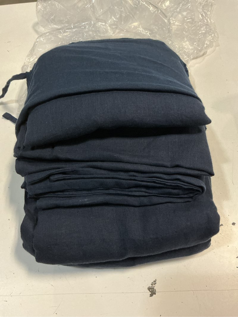 Condition photo showing Good Condition for quince european linen duvet cover set, king/cal king, navy