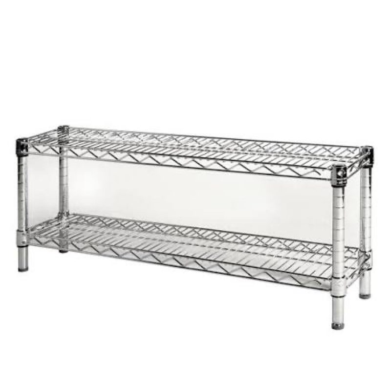 shelving inc. 8\" d x 36\" w chrome wire shelving with 2 tier shelves, weight capacity 800lbs per shel