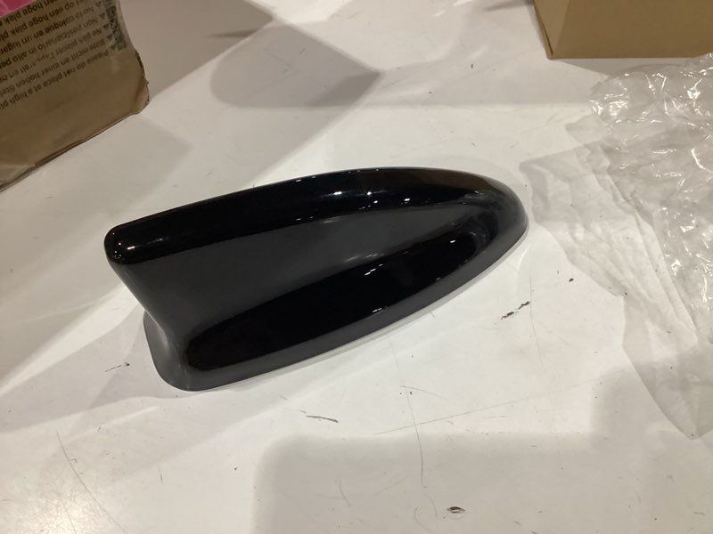 Condition photo showing New/Like New for shark fin antenna cover for car, automotive top roof aerials am/fm radio signal base, vehicle shark fin shape cover with adhesive tape, universal car accessories (black)
