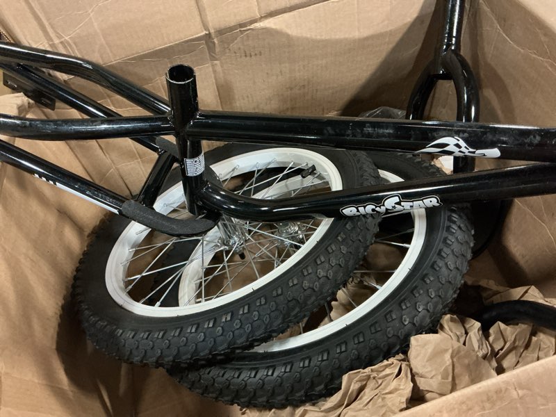 Condition photo showing As Is for bicystar kids balance bike with real rubber air tires - 16 inch big kid bicycle ages 5-8, adjustable seat & handlebars, lightweight no pedal training bike (black)
