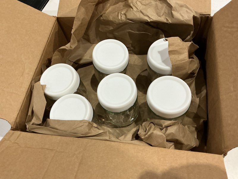 Condition photo showing Good Condition for netany 6-pack 16oz glass jars with airtight lids, overnight oats containers with lids, wide mouth mason salad jars, glass food storage containers for snacks yogurt spice sugar-white