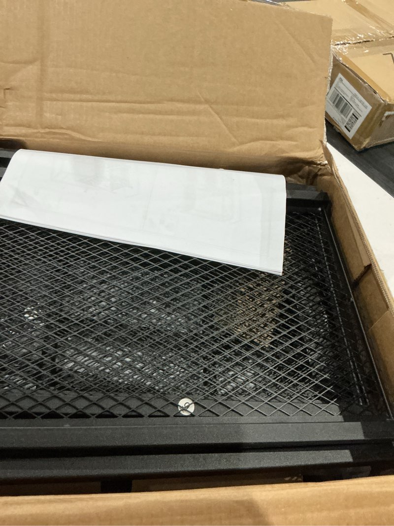 Condition photo showing As Is for industrial style mesh tv stand
