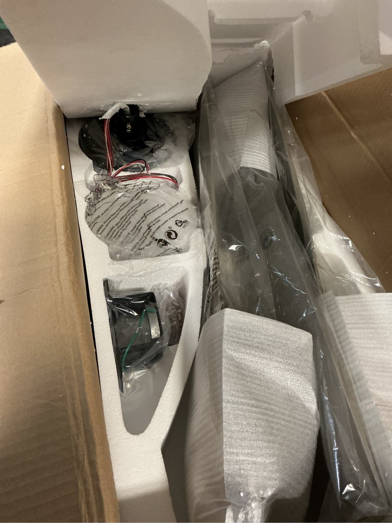 Condition photo showing As Is for VONLUCE Ceiling Fans with Lights, 52" Mid Century Ceiling Fan and Remote, Stepless Dimming, 6 Speeds Noiseless DC Motor, 3 ABS Blades, Indoor Ceiling Fan for Kitchen Bedroom Living Room, Nickel