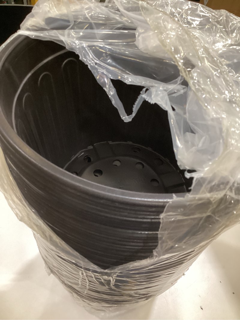 Condition photo showing As Is for ziliny 50 pcs 3 gallon plant nursery pots bulk flexible plastic pots for plants thickened soft seed starting container with drainage hole garden pot flower container for succulents seedlings 3 gallon 50
