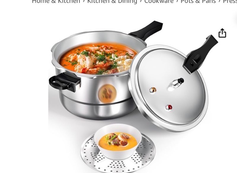 WantJoin 8Qt Aluminum Pressure Cooker w/Release Valve & Multiple Protective Devices,Pressure Canner Compatible with Gas & Induction Cooker,Canner Rack Included