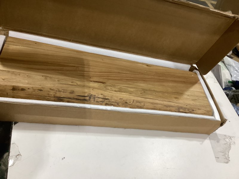 Condition photo showing New/Like New for Realgulf Floating Shelves Set of 2, Solid Elm Wood Wall Shelves 24 Inch - Invisible Bracket Mount for Living Room, Bedroom, Kitchen, Bathroom - Natural Natural Elm Live Edge, 24"L, 2Packs