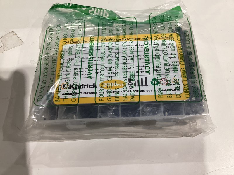 Condition photo showing New/Like New for Kadrick Metric Screw Assortment, 2000PCS Metric Bolt Assortment Kit M2 M3 M4 M5 Machine Screws with Lock & Flat Washers, Grade 10.9 Alloy Steel Hex Socket Button Head Black Screws Nuts and Bolts Kit M2-M5 2000PCS