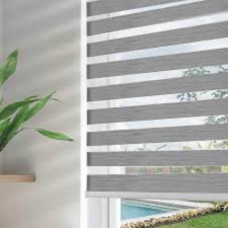 Joydeco Cordless Zebra Blinds for Windows, Dual Layer Light Control Window Blinds with Light-Proof A