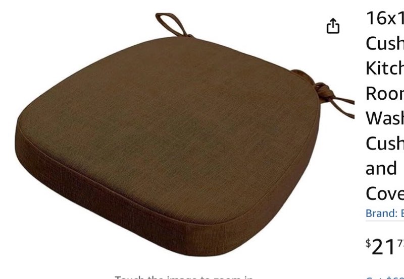 Pads $21.73 $10.99 delivery February 3 - 11. Details Delivering to Florence 41042 - Update location In stock Usually ships within 2 to 3 days. Quantity: Quantity:1   Add to cart   Buy Now Shipper / Seller Achievements shop Returns 30-day refund/replacement Payment Secure transaction Add to List  BLLMTEAR 16x15 17x16.5 Seat Cushions for Office, Kitchen, and Dining Room Chairs Non-Slip, Washable Chair Cushions with Ties and Removable Cover(9,17x16.5x2in) Touch the image to zoom in                      16x15 17x16.5 Seat Cushions for Office, Kitchen, and Dining Room Chairs Non-Slip, Washable Chair Cushions with Ties and Removable Cover(9,17x16.5x2in