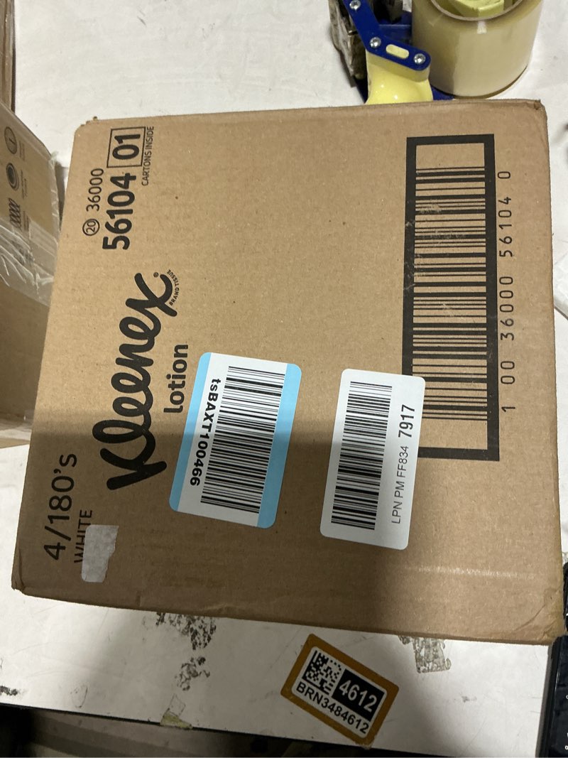 Condition photo showing Good Condition for Kleenex Lotion Facial Tissues with Coconut Oil, 4 Flat Boxes, 180 Tissues Per Box, 3-Ply White 180 Tissues (Pack of 4)