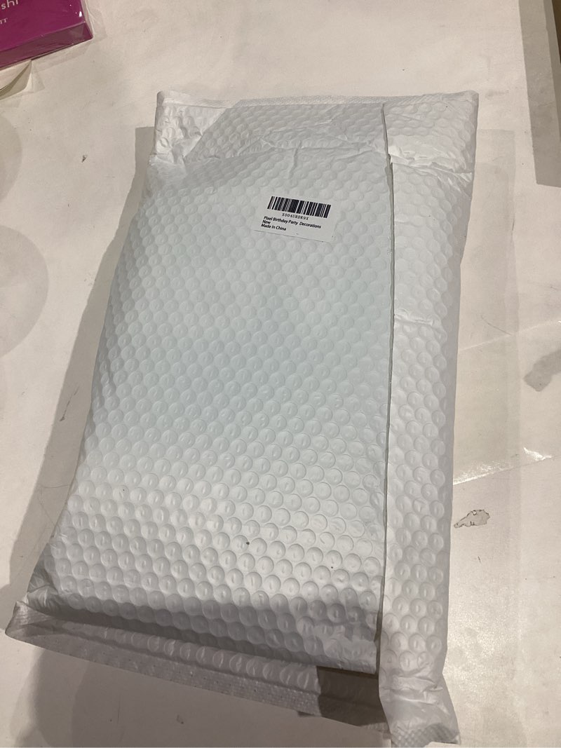 Condition photo showing New/Like New for Pixel Party Supplies Set for 16 Guests, Including Banners, Fringe Curtains, Plates, Cups, Tablecloth, and Napkins