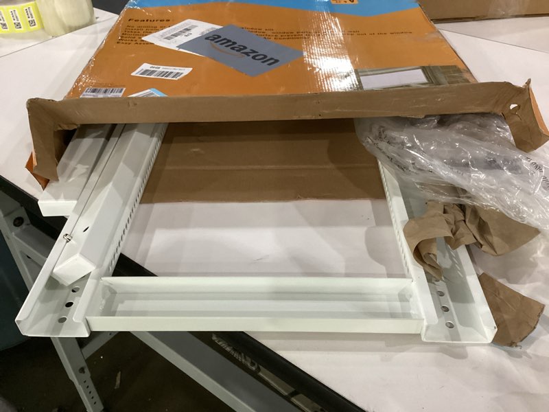 Condition photo showing As Is for jeacent universal window air conditioner support bracket no drilling ,no tools, heavy-duty window ac bracket supports up to 200lbs, fits single or double hung windows