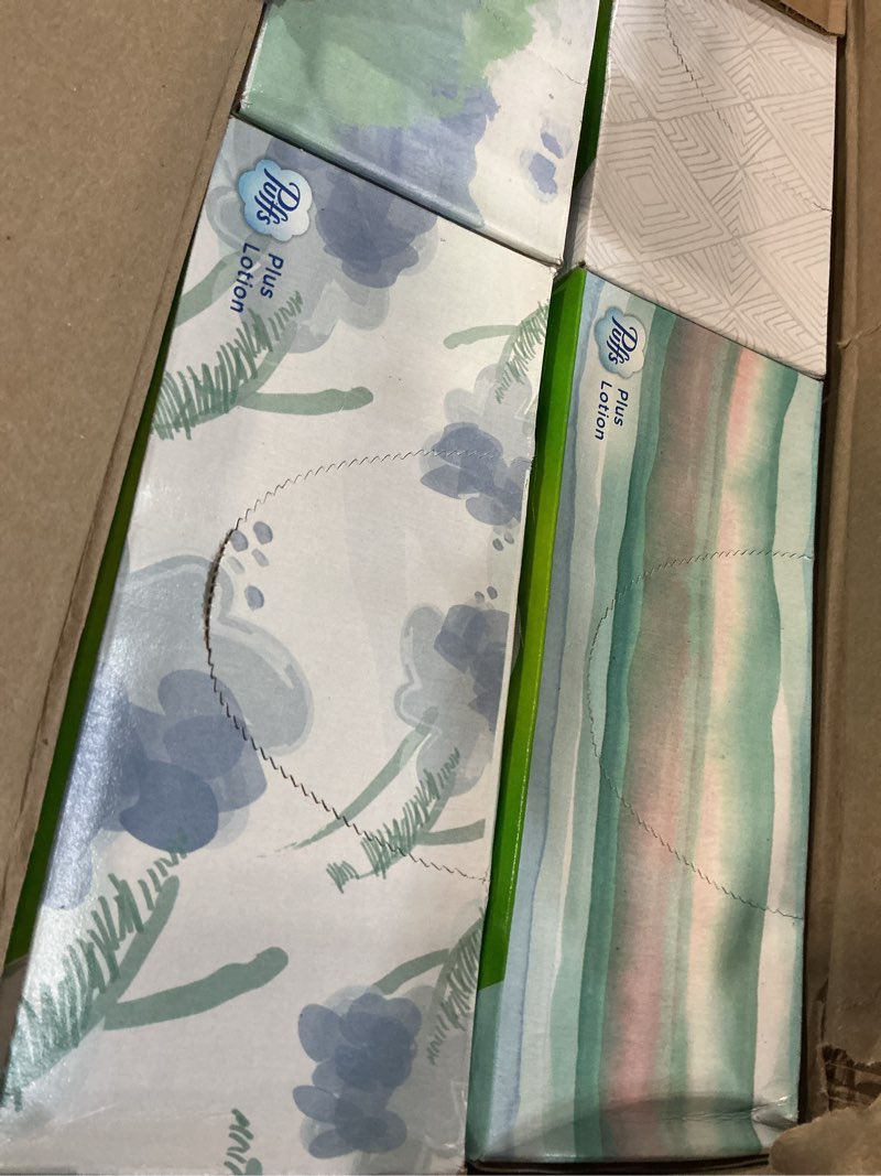 Condition photo showing New/Like New for Puffs Plus Lotion Facial Tissues, 8 Family Boxes, 100 Facial Tissues per Box, Allergies and Colds