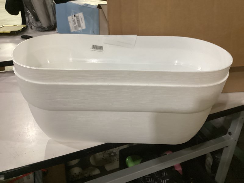 Condition photo showing Good Condition for bloomers railing planter with drainage holes – 24" – white