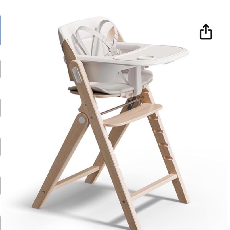 mamazing growpod pro wooden baby high chair for 6 months to 300lbs, easy to clean with tray, compact