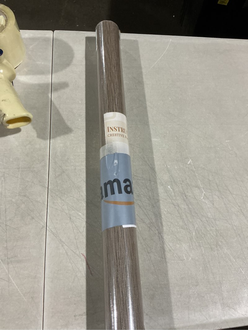 Condition photo showing Good Condition for cre8tive wide 24"x118" tan grasscloth peel and stick wallpaper fabric linen contact paper for cabine