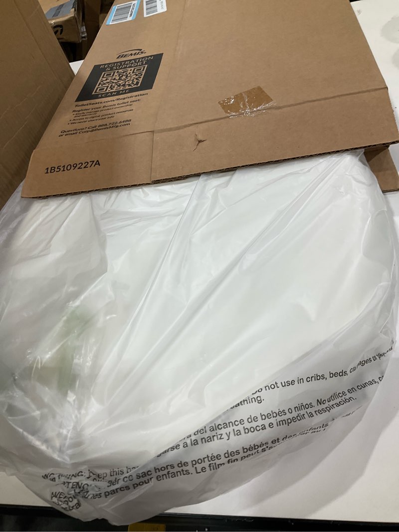 Condition photo showing New/Like New for Mayfair Aurora Slow Close Toilet Seat, Easy Clean Hinges and Adjustable Perfect Fit Plastic Seat, Made in USA, Round, Biscuit