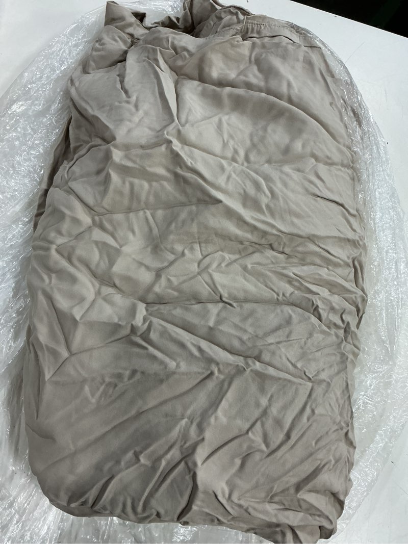 Condition photo showing As Is for bamboo duvet cover, full/queen, sand