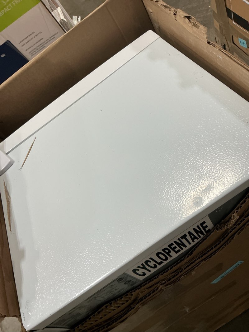 Condition photo showing As Is for Frigidaire 3.2 cu. ft. Retro Mini Refrigerator in White EFR39