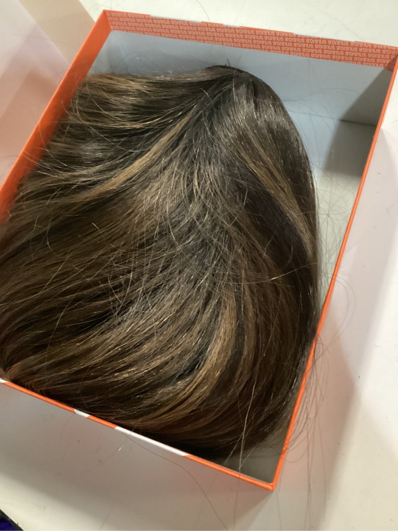 Condition photo showing Good Condition for GORGIUS Highlight Headband Wig Straight Hair with Head Band Ready to Go Glueless Synthetic Headband Wig Brown Mix Blonde 16 Inch Long Straight Wig (Color 27/30) 16 Inch Straight Wig?27/30