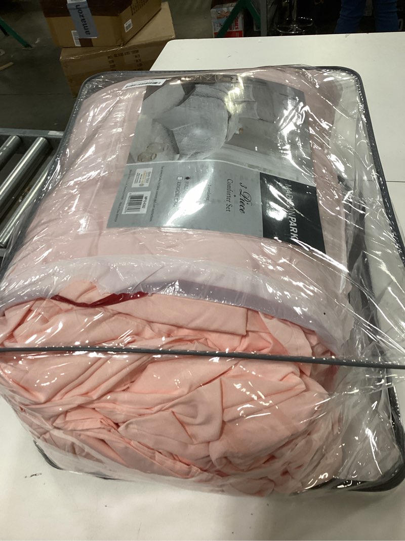 Condition photo showing As Is for Madison Park Laetitia Comforter Bohemian Tufted Cotton Chenille, Medallion Shabby Chic All Season Down Alternative Bed Set with Matching Shams, Floral Blush Full/Queen(90"x90") 3 Piece