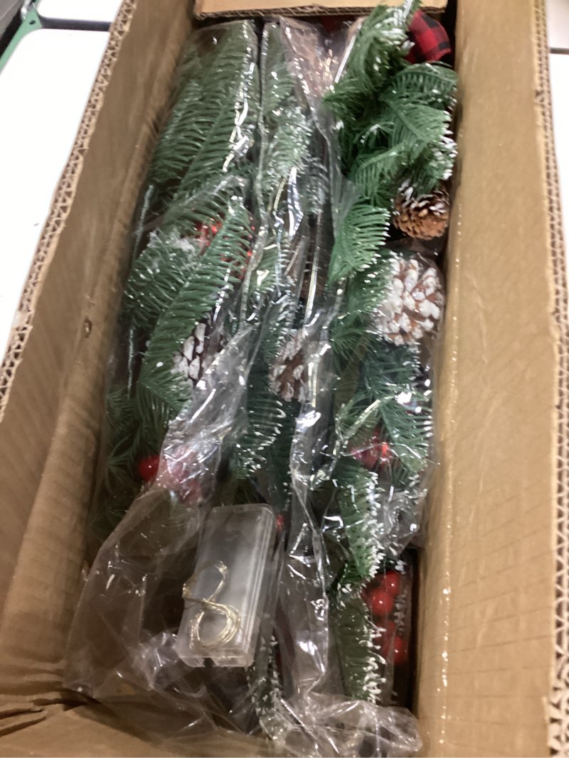 Condition photo showing Good Condition for Dingion 3 Pcs Pre Lit Christmas Swags Door Decoration Set Include Christmas Wreath and 24Inch Swag w
