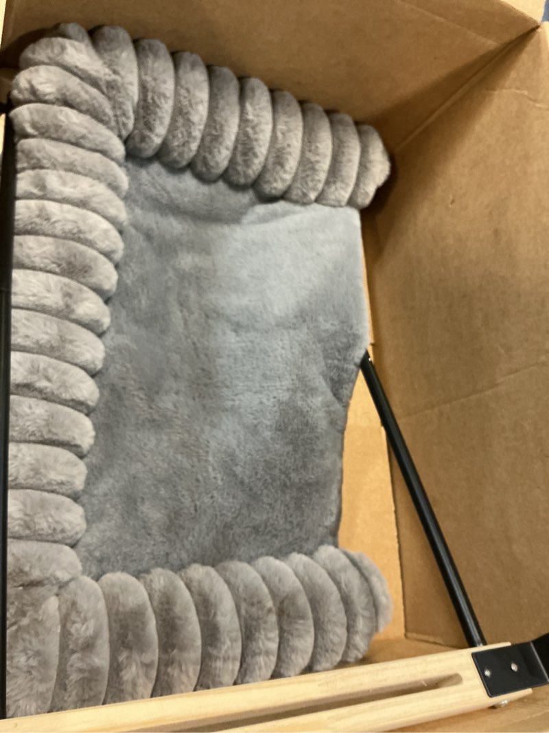 Condition photo showing As Is for cloud-soft cat window sill perch with zipper designed cushioned bed, supportive cat window seat with premium solid wood & sturdy metal frame, pet hammock bed for large cats (large, gray) large(24.4''x15'') grey
