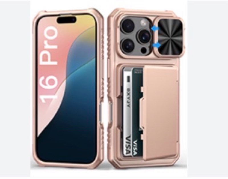 BXYJY for iPhone 17 Phone Case Wallet, Card Holder (4-5 Cards), Slide Camera Cover, Military Grade P