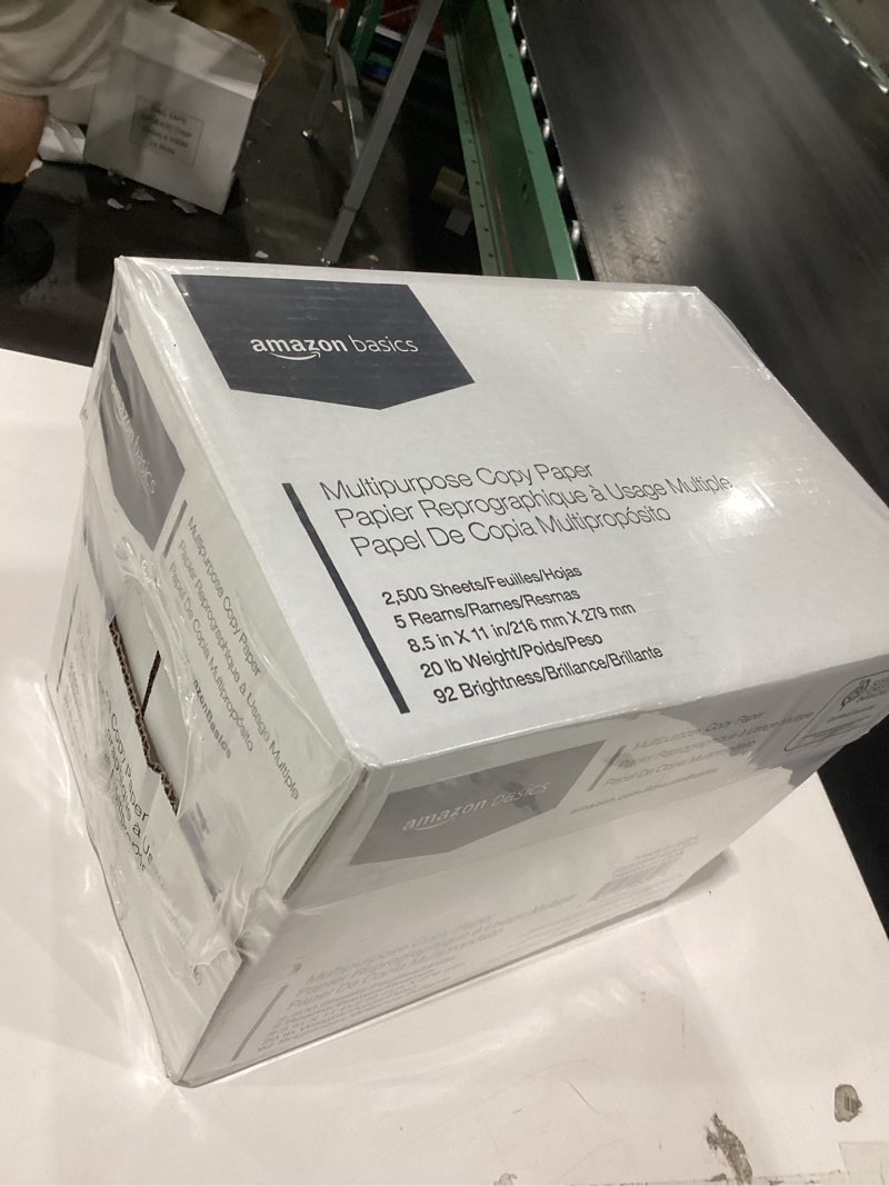 Condition photo showing New/Like New for amazon basics multipurpose copy printer paper, 20 lb, 8.5 x 11 inches, 5 reams (2,500 sheets), 92 bright white 5 reams | 2500 sheets letter (8.5x11)