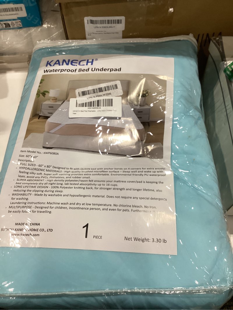 Condition photo showing Good Condition for kanech washable incontinence bed pad – queen 60"x80" – fits 5-20" mattress with upgraded straps, overnight waterproof mattress protector, 16cups absorbency for adults,elderly queen 60 x 80 inches (pack of 1)