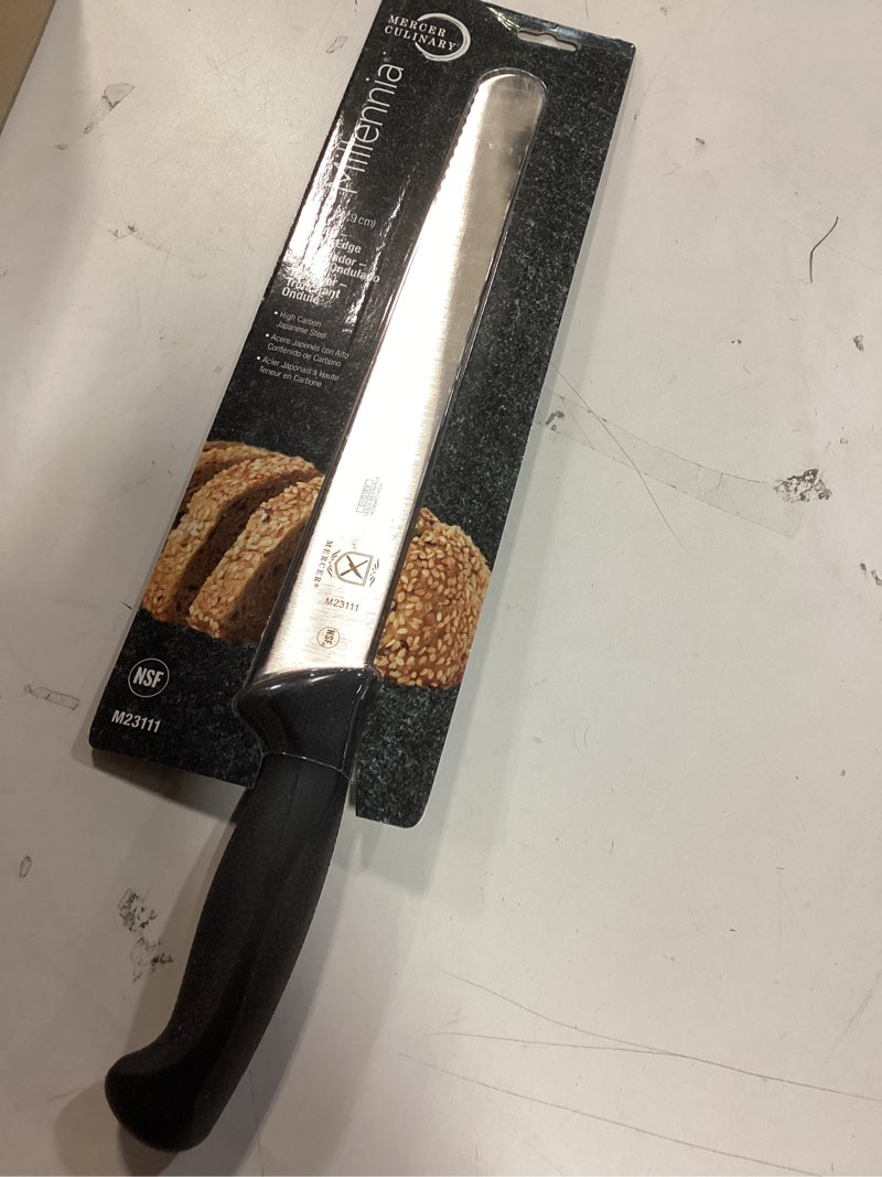 Condition photo showing New/Like New for Mercer Culinary M23111 Millennia Black Handle, 11-Inch Wavy Edge, Slicer Wavy Edge Slicer
