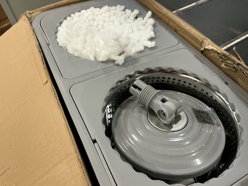 Condition photo showing Good Condition for compact spin mop for apartments & small spaces, clean & dirty water separation mop bucket for pet owners & daily cleaning,360° swivel wheels, safe for hardwood & tile, adjustable handle, 6 mop heads rinsewise mop bucket set + 6 extra refill