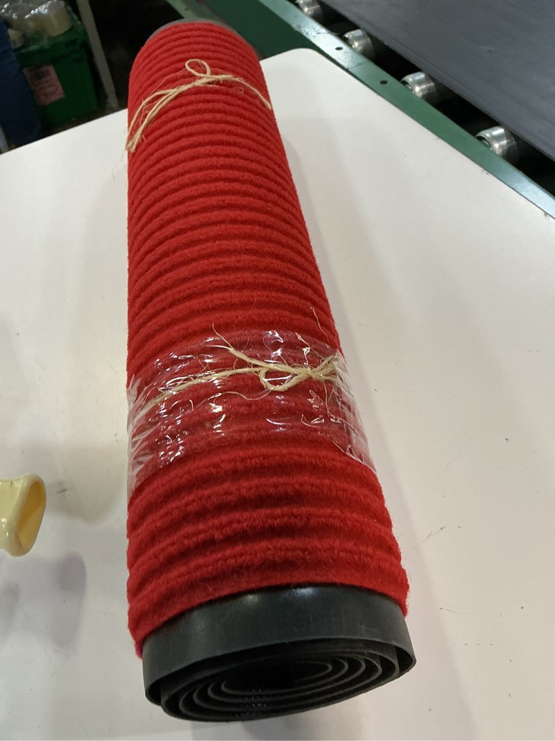 Condition photo showing Good Condition for (unknown size)wlwleo entrance door mat for hotel office restaurant mall hallway staircase 3' x 20' commercial non slip floor mats heavy duty striped runner rugs shoe scraper mat,red,0.9×6m 0.9×6m red