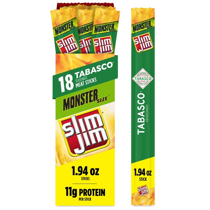 (Best by Jan/11/2025) SLIM JIM MONSTER TABASCO - BOX/18