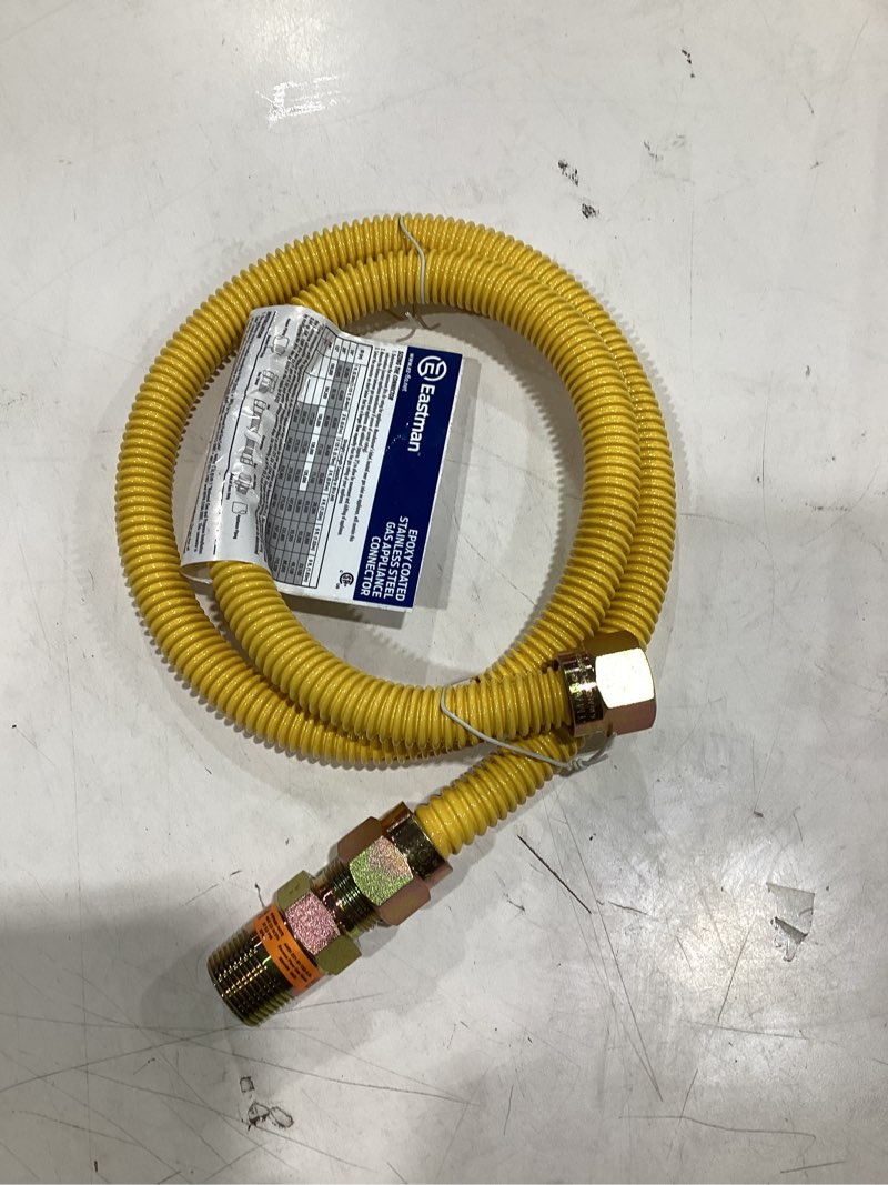 Condition photo showing As Is for eastman 48-in 3/4-in mip inlet x 3/4-in mip outlet stainless steel gas appliance installation kit